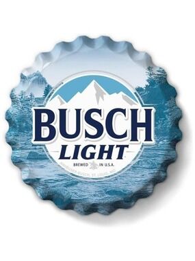 Busch Light Beer Metal Bottle Cap Sign Garage Shop Bar Man Cave Collect LARGE NW